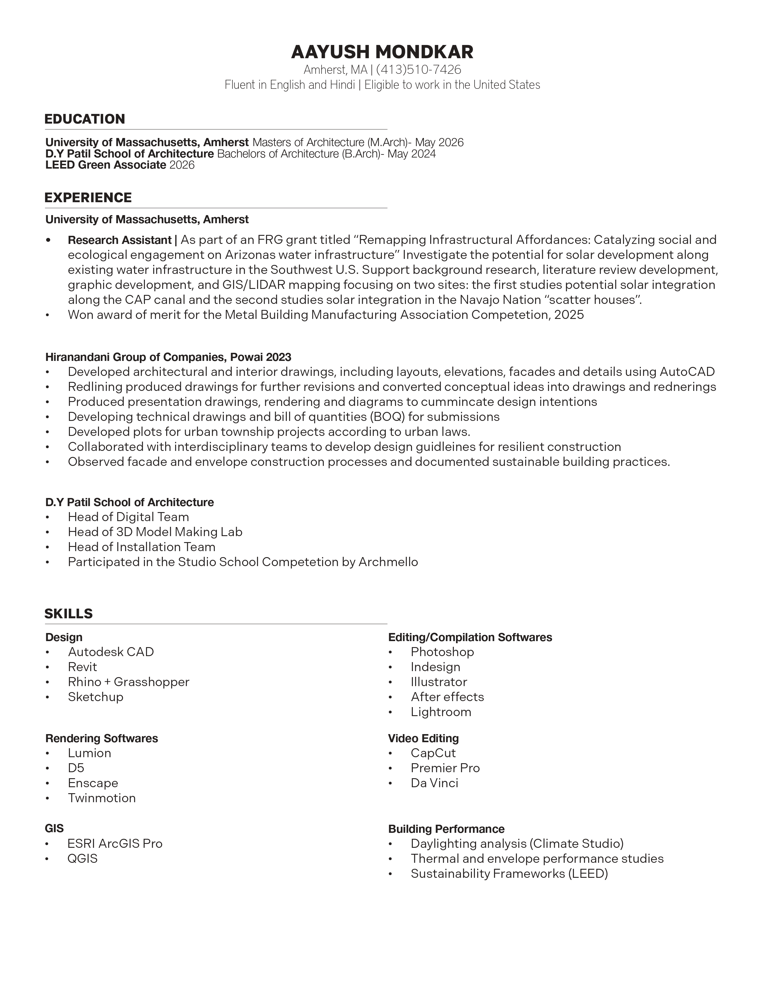 Aayush Mondkar CV